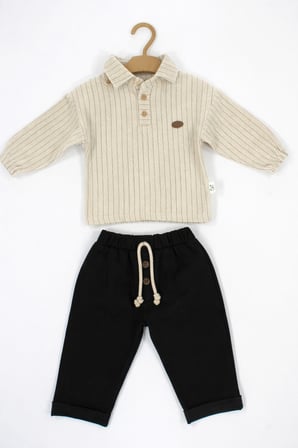 Polo Yaka Bayramlık Erkek Bebek İkili Alt Üst Takım Set 2222