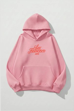Unisex Yumuşak Dokulu San Francisco Baskılı Tasarım Oversize 3 İplik Hoodie Sweatshirt