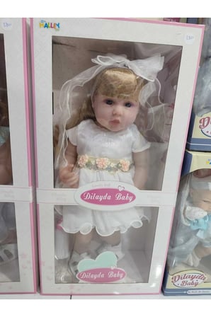 55 CM Gerçekçi Bebek Tüm Vücut Yumuşak Jelden, Biberonlu, Bezli Doğum Kartlı Güzel Gelinlikli Bebek