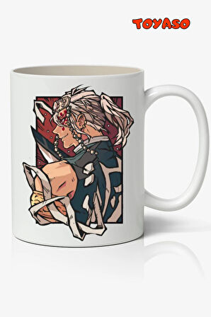 Demon Slayer İblis Keser Uzui Tengen Anime Temalı Beyaz Kupa Bardak Sevgiliye Arkadaşa Hediye