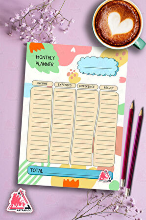 Budget Planner |  Bütçe-Hedef  Planner, Haftalık Ajanda, Aylık Defter | A5 50Syf