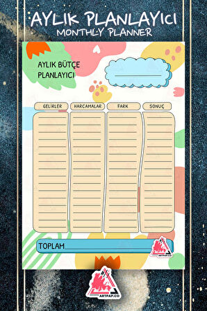 Bütçe Planlayıcı Hedef | To Do List Planner, Haftalık Ajanda, Aylık Defter | A5 50Syf 