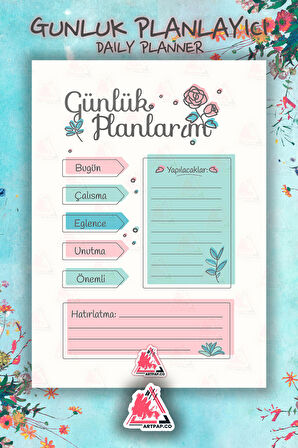 Günlük Planlayıcı  | Daily Planner Note, Haftalık Ajanda, Aylık Defter | A5 50Syf 15*21cm