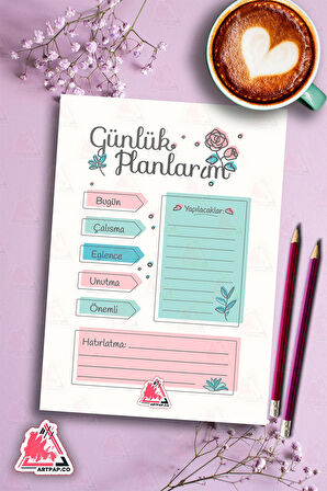 Günlük Planlayıcı  | Daily Planner Note, Haftalık Ajanda, Aylık Defter | A5 50Syf 15*21cm