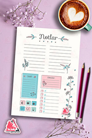 Günlük Planlayıcı Hatırlatıcı | Daily Planner Note, Haftalık Ajanda, Aylık Defter | A5 50Syf 15*21cm