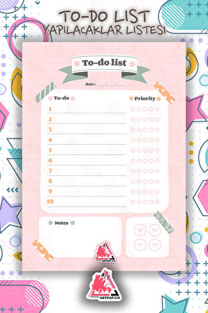 Daily To Do List Planner | Günlük  Planlayıcı, Haftalık Ajanda, Aylık Defter | A5 50Syf 15*21cm