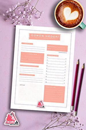 Yapılacaklar Listesi Planlayıcı | To Do List Planner, Günlük Hedef, Aylık Defter | A5 50Syf 