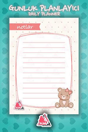 Günlük Planlayıcı Notlar | Daily Planner Note, Haftalık Ajanda, Aylık Defter | A5 50Syf 15*21cm