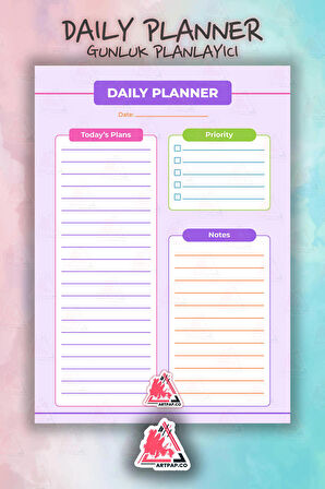 Daily Planner Note | Günlük Hatırlatıcı Planlayıcı, Haftalık Ajanda, Aylık Defter | A5 50Syf 15*21cm