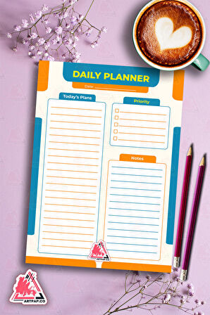 Daily Planner Note | Günlük Hatırlatıcı Planlayıcı, Haftalık Ajanda, Aylık Defter | A5 50Syf 15*21cm