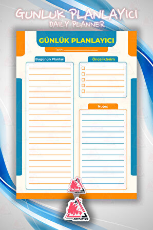 Günlük Planlayıcı Notlar | Daily Planner Note, Haftalık Ajanda, Aylık Defter | A5 50Syf 15*21cm