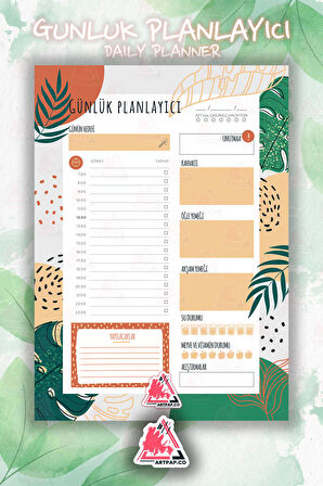 Günlük Planlayıcı Hatırlatıcı | Daily Planner Note, Haftalık Ajanda, Aylık Defter | A5 50Syf 15*21cm