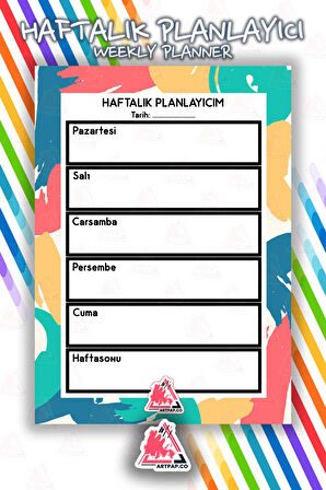 Haftalık Planlayıcı Hatırlatıcı | Weekly Planner Note, Günlük Ajanda,Aylık Defter | A5 50Syf 15*21cm