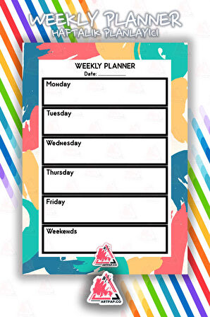 Weekly Planner Note | Haftalık Hatırlatıcı Planlayıcı, Günlük Ajanda,Aylık Defter | A5 50Syf 15*21cm