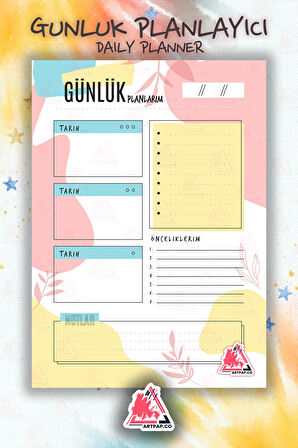 Günlük Planlayıcı Hatırlatıcı | Daily Planner Note, Haftalık Ajanda, Aylık Defter | A5 50Syf 15*21cm