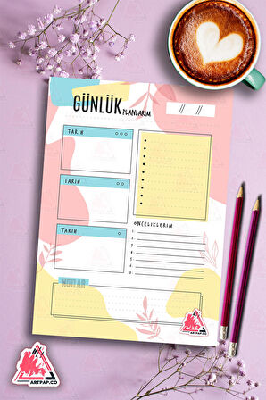 Günlük Planlayıcı Hatırlatıcı | Daily Planner Note, Haftalık Ajanda, Aylık Defter | A5 50Syf 15*21cm