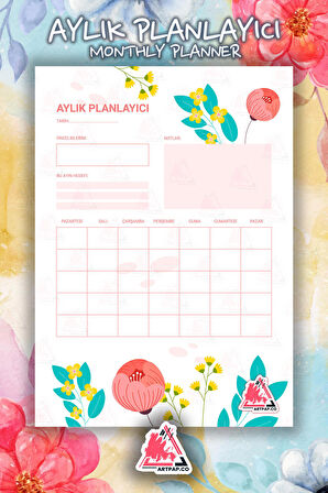 Aylık Hatırlatıcı Planlayıcı | Monthly Planner Note , Günlük, Haftalık Ajanda, Aylık Defter | A5 50Syf 15*21cm