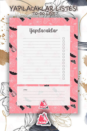 Yapılacaklar Listesi Planlayıcı | To Do List Planner, Günlük Hedef, Aylık Defter | A5 50Syf 