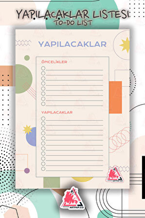 Yapılacaklar Listesi Planlayıcı | To Do List Planner, Günlük Hedef, Aylık Defter | A5 50Syf 