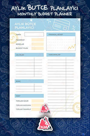 Bütçe Planlayıcı Hedef | To Do List Planner, Haftalık Ajanda, Aylık Defter | A5 50Syf 