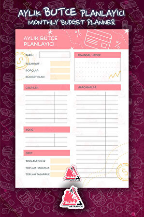 Bütçe Planlayıcı Hedef | To Do List Planner, Haftalık Ajanda, Aylık Defter | A5 50Syf 