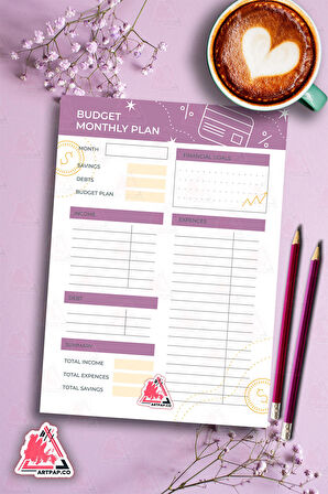 Budget Planner |  Bütçe-Hedef  Planner, Haftalık Ajanda, Aylık Defter | A5 50Syf 