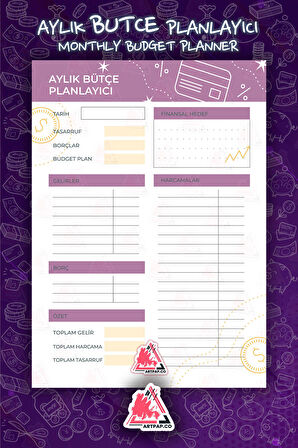 Bütçe Planlayıcı Hedef | To Do List Planner, Haftalık Ajanda, Aylık Defter | A5 50Syf 