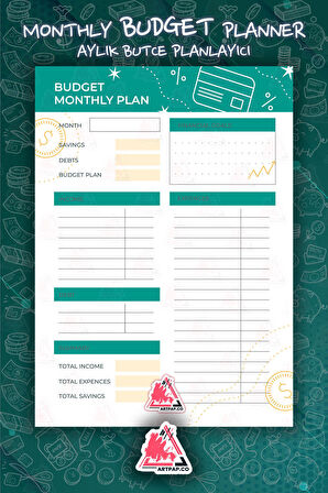 Budget Planner |  Bütçe-Hedef  Planner, Haftalık Ajanda, Aylık Defter | A5 50Syf 