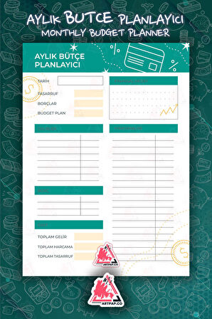 Bütçe Planlayıcı Hedef | To Do List Planner, Haftalık Ajanda, Aylık Defter | A5 50Syf 