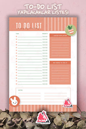 Daily To Do List Planner | Daily Goals, Haftalık Ajanda, Aylık Defter | A5 50Syf 15*21cm