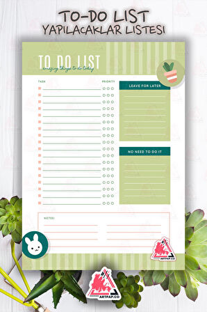 Daily To Do List Planner | Daily Goals, Haftalık Ajanda, Aylık Defter | A5 50Syf 15*21cm