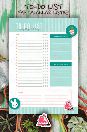 Daily To Do List Planner | Daily Goals, Haftalık Ajanda, Aylık Defter | A5 50Syf 15*21cm