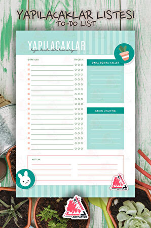 Yapılacaklar Listesi Planlayıcı | To Do List Planner, Günlük Hedef, Aylık Defter | A5 50Syf 