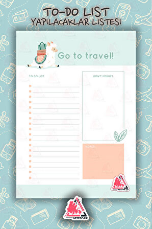 Travel  To Do List Planner | Daily Goals, Tatil Ajanda Planlayıcı| A5 50Syf 15*21cm