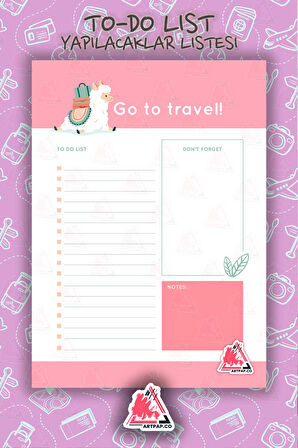 Travel  To Do List Planner | Daily Goals, Tatil Ajanda Planlayıcı| A5 50Syf 15*21cm