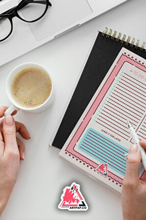 Cute Daily To Do List Planner |  , Haftalık Ajanda, Aylık Defter | A5 50Syf 15*21cm