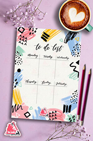 Daily To Do List Planner | Daily Goals, Haftalık Ajanda, Aylık Defter | A5 50Syf 15*21cm