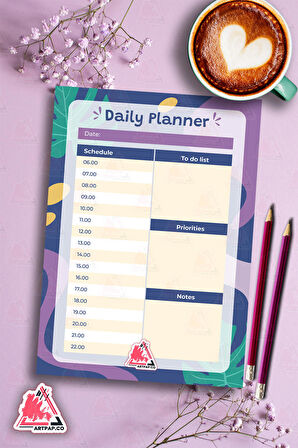 Daily Planner Note | Günlük Hatırlatıcı Planlayıcı, Haftalık Ajanda, Aylık Defter | A5 50Syf 15*21cm