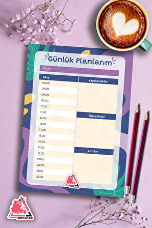 Günlük Planlayıcı Hatırlatıcı | Daily Planner Note, Haftalık Ajanda, Aylık Defter | A5 50Syf 15*21cm