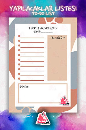 Yapılacaklar Listesi Planlayıcı | To Do List Planner, Günlük Hedef, Aylık Defter | A5 50Syf 