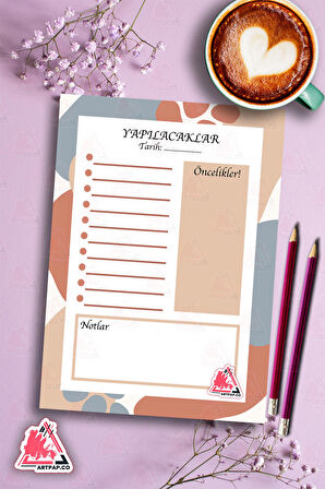 Yapılacaklar Listesi Planlayıcı | To Do List Planner, Günlük Hedef, Aylık Defter | A5 50Syf 