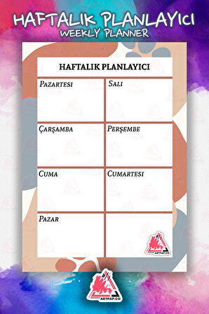 Haftalık Planlayıcı Hatırlatıcı | Weekly Planner Note, Günlük Ajanda,Aylık Defter | A5 50Syf 15*21cm