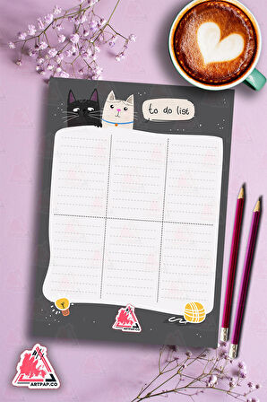 Cute Cats Weekly Planner Note | Haftalık  Planlayıcı, Günlük ,Aylık Defter | A5 50Syf 15*21cm