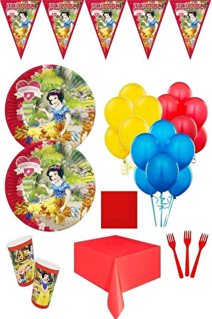 Pamuk Prenses Doğum Günü Parti Seti 16 Kişilik Ekonomik Süsler Kırmız