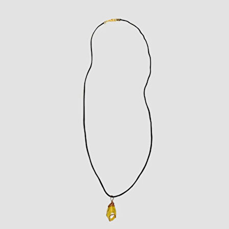 Uretti - Tuğba 6667 - El Yapımı Doğal Taş Sarı Kehribar Kolye - 36 cm