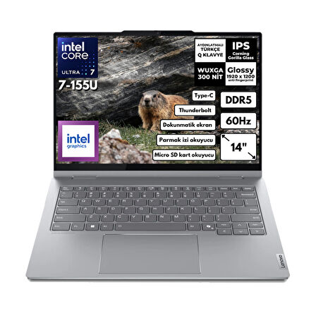 Lenovo Thinkbook 2-In-1 G4 Iml Ultra 7-155U 64-GBDDR5 4 TBSSD 14" WUXGA Touch Windows 11 Pro Taşınabilir Bilgisayar 21MX002VTR  BT89