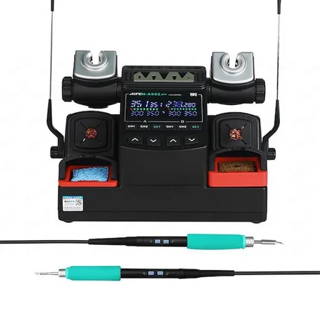 AIFEN A902 PRO 450W Çift Kollu T245 + T210 ESD Lehimleme Havya İstasyonu 3+3 6 Uçlu Profesyonel Havya