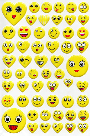 Sticker Kabartmalı A4 boyutunda Stiker Defter, planlayıcı etiket (Lim204) - Kalpli gülenyüz