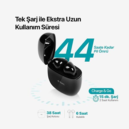 Ttec BT5.1V AirBeat Go Dokunmatik Mikrofonlu Bluetooth Kulaklık, İPX6 Su ve Ter Geçirmez Kulaklık