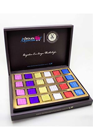 Dark Brown Hediye Çikolata 24 Adet Renkli Sütlü Çikolata Katkısız Çikolata